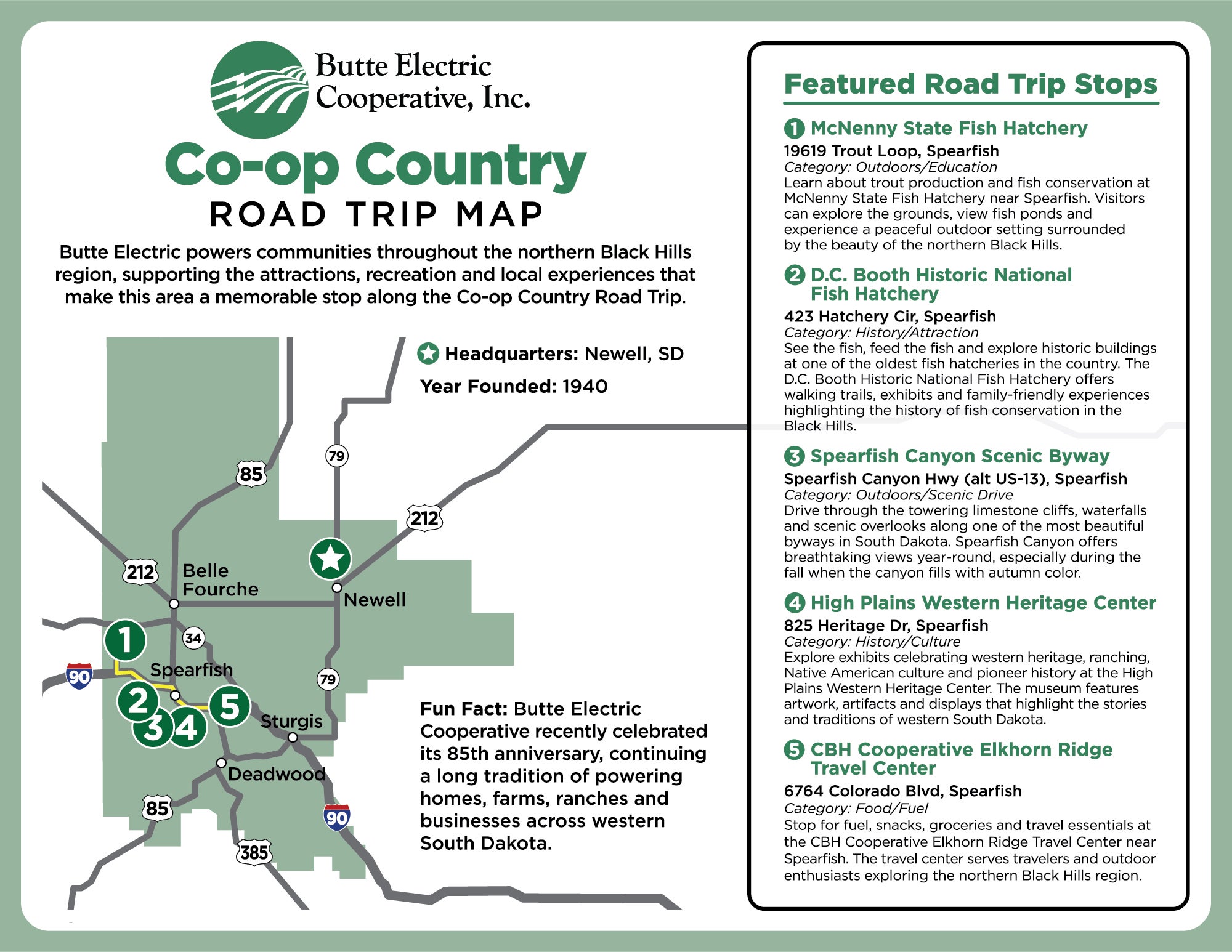 Co-op Country Road Trip Map