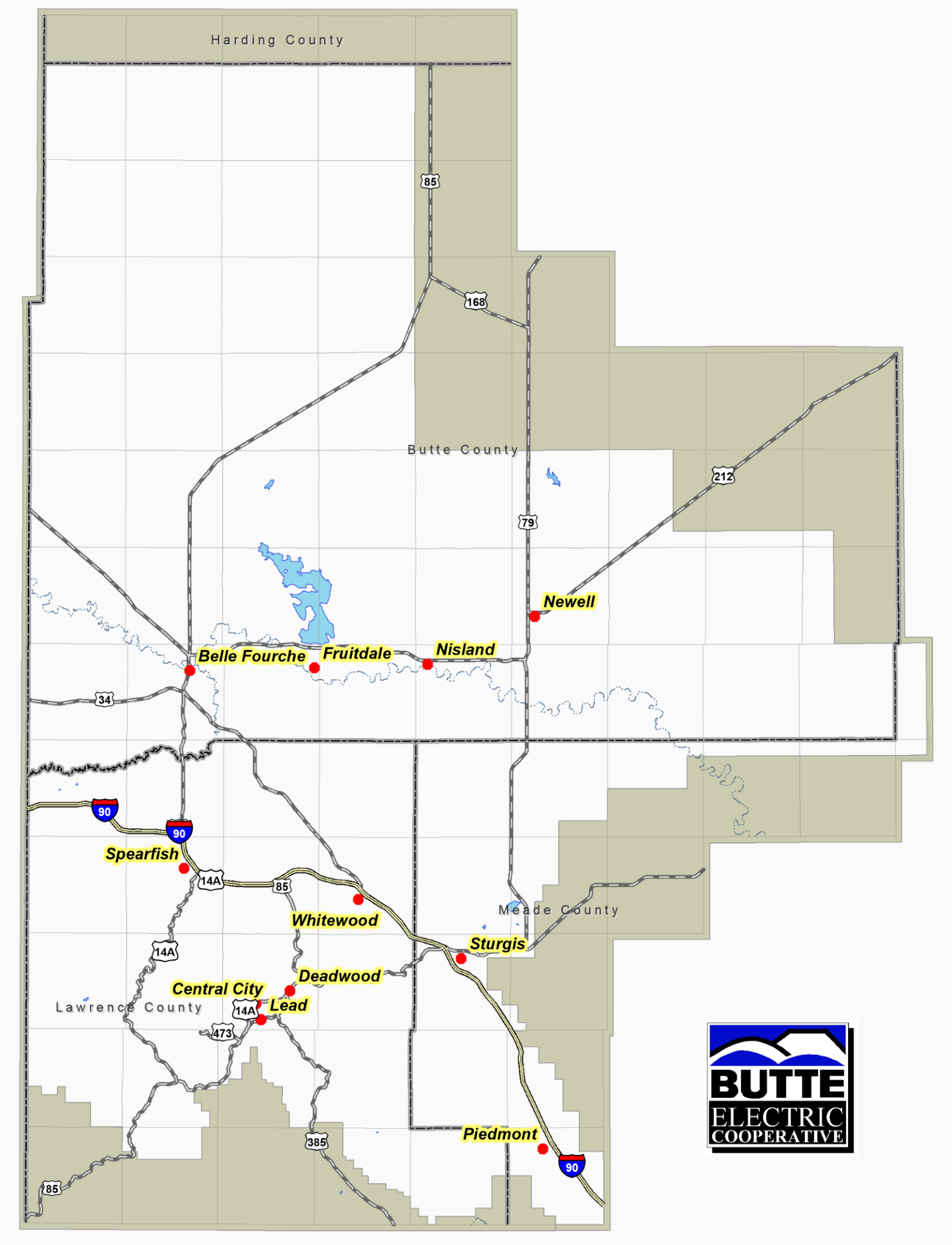 Butte Electric's Service Area Image